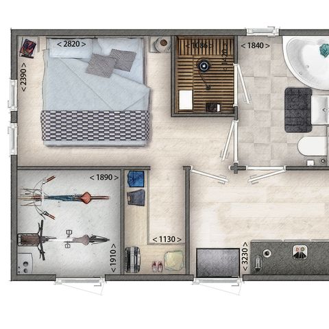 Bungalow 4 Personen - Waldhaus Wellness
