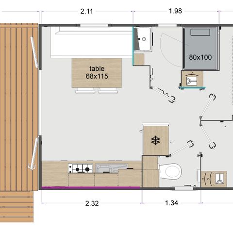 Mobilheim 4 Personen - Komfort 2 Zimmer