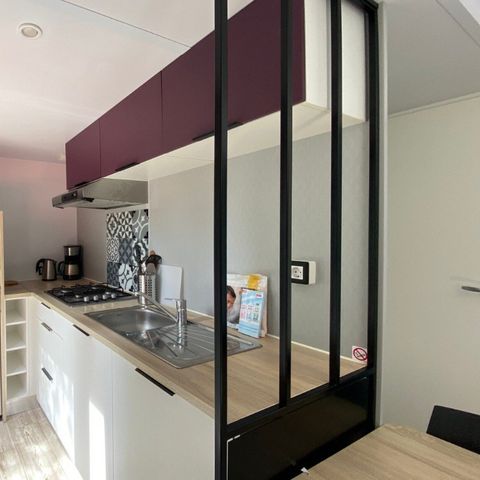 Mobilheim 6 personen - De Luxe Mobilheim mit 6 Schlafplätzen und Terrasse