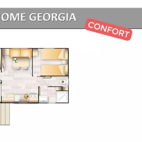 Mobilheim 4 Personen - Georgia Confort 3 Zimmer 4 Personen Klimatisiert + TV
