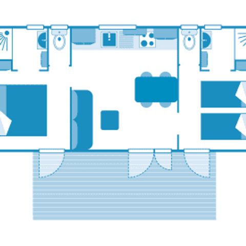 Mobilheim 4 Personen - Cottage Cocoon 4p 2ch 2SdB clim Premium