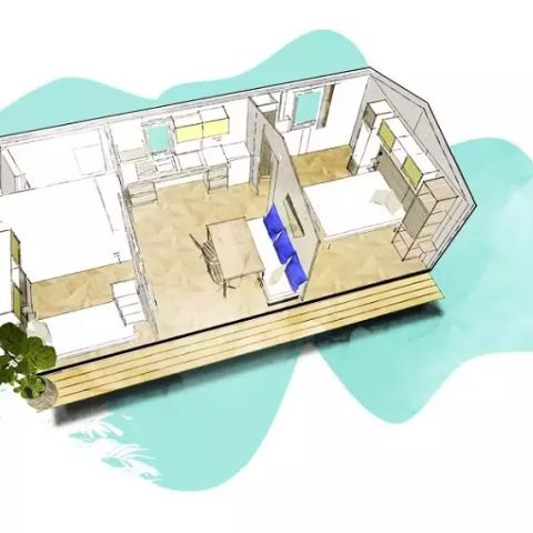 Mobilheim 4 Personen - Cottage PMR Jonquille 3 Zimmer 4 Personen + TV ***