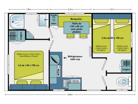 Mobilheim 4 personen - Fréjus – Vénus – Komfort - Klimatisiert - 2 Schlafzimmer