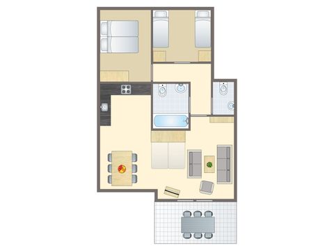Apartement 6 Personen - 6-Personen-Ferienwohnung