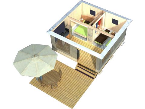 Zelt 4 Personen - Ausgestattetes Zelt - 2 Zimmer