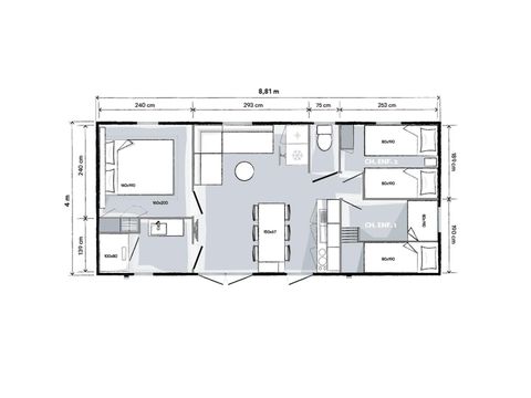 Mobilheim 6 Personen - Sunêlia Prestige Escapade 3 Zimmer