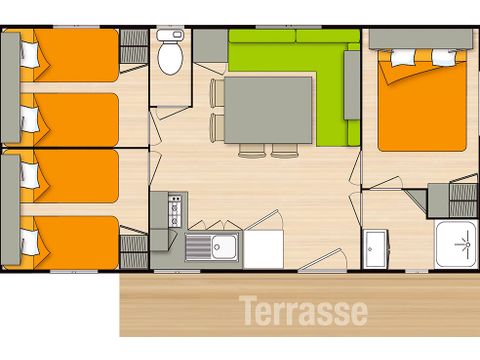 Mobilheim 8 personen - Komfort 4 Zimmer 6/8 Personen Klimatisiert + TV