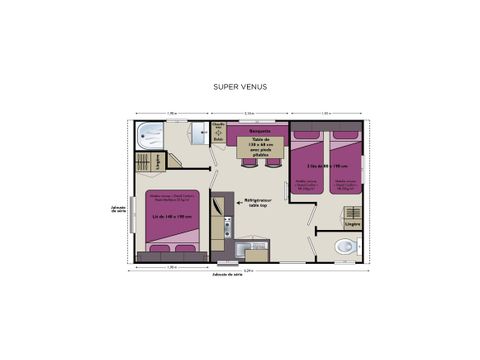Mobilheim 4 Personen - Super Venus 22.9m² - 2 Schlafzimmer