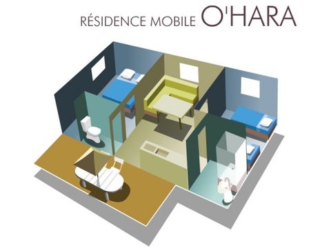 Mobilheim 5 Personen - 2 Zimmer klimatisiert (29 m²) - n°51 bis 63B