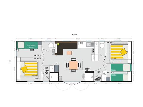 Mobilheim 8 Personen - Cottage Privilege 4Ch 8pers