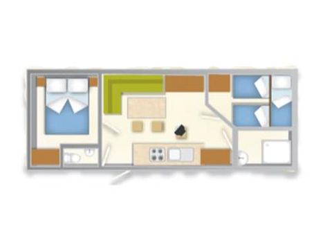 Mobilheim 6 Personen - BLU ROMANTIC (4 Erwachsene + 2 Kinder)