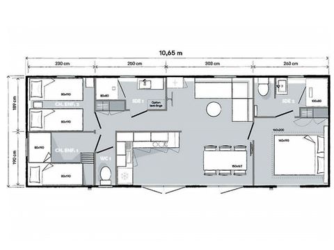 Mobilheim 7 personen - PREMIUM - 3 Schlafzimmer mit Klimaanlage +TV+ Gas Plancha + 2 Bäder