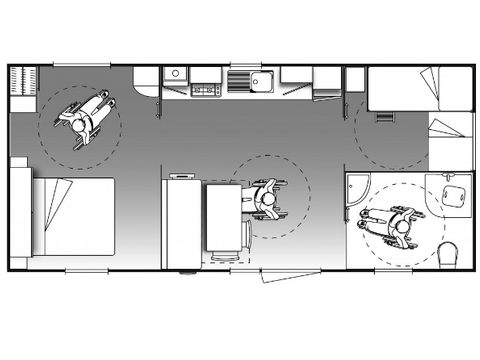 Mobilheim 6 personen - CONFORT geeignet für Personen mit eingeschränkter Mobilität - 2 Zimmer mit Klimaanlage + TV