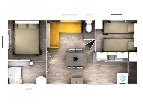Mobilheim 4 personen - CLASSIQUE - 2 Schlafzimmer mit Klimaanlage