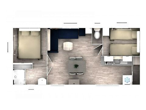 Mobilheim 5 personen - CONFORT - 2 Schlafzimmer mit Klimaanlage + TV