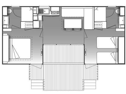 Mobilheim 4 Personen - Premium Dune 4 Personen - 2 Schlafzimmer, klimatisiert, Fernseher