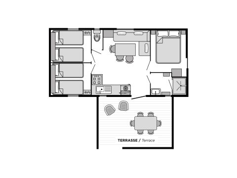 Mobilheim 6 Personen - 3 Schlafzimmer - KLIMA - TV - LV