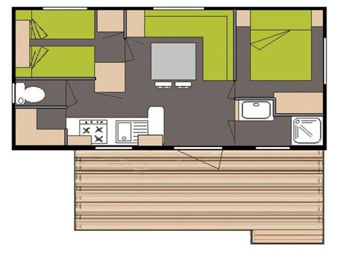 Mobilheim 4 Personen - Klassisches Mobilheim 2 Schlafzimmer 4 Personen Clim 2017