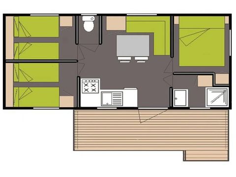 Mobilheim 6 Personen - Mobil-Home Classique 3 Zimmer 6 Personen Sonntag