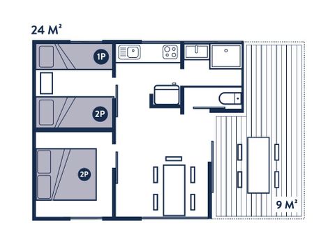 Bungalow 5 Personen - Bungalow PREMIUM 5 Pers.