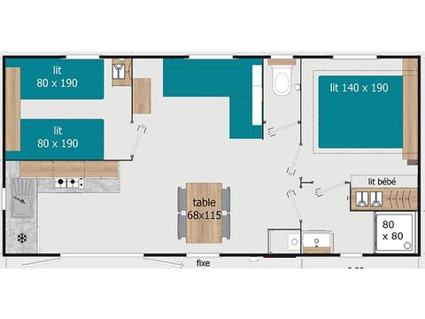 Mobilheim 6 Personen - COTTAGE PREMIUM - Les Genêts | 4-6 Pers.