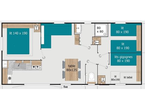 Mobilheim 8 Personen -   COTTAGE PREMIUM - Les Genêts | 6-8 Pers.