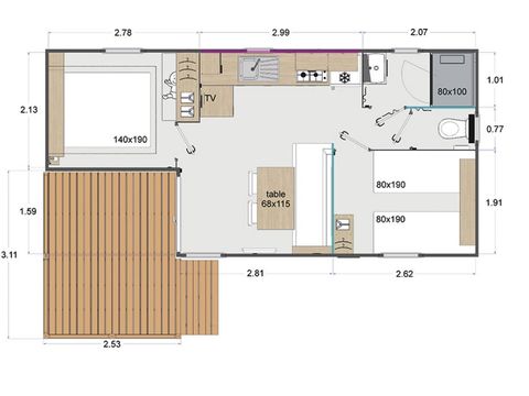 Mobilheim 4 Personen - COTTAGE PREMIUM - Les Genêts | 4 pers.