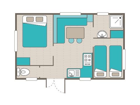 Mobilheim 4 personen - Classic XL | 2 Zi. | 4 Pers. | Erhöhte Terrasse