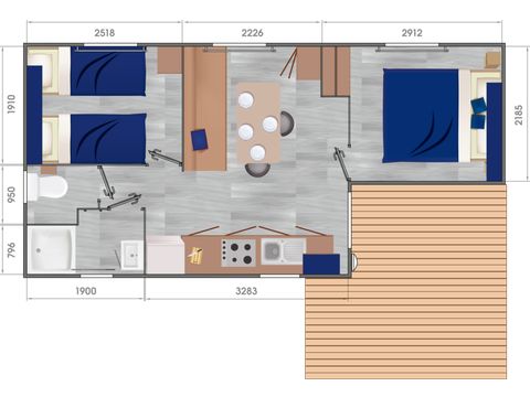 Mobilheim 5 Personen - Cottage Confort