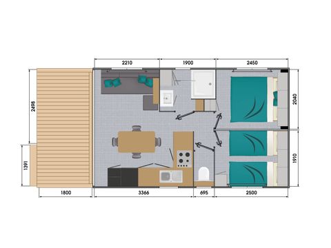 Mobilheim 5 Personen - Cottage Living - klimatisiert