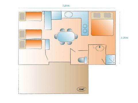 Mobilheim 6 Personen - Cottage Family