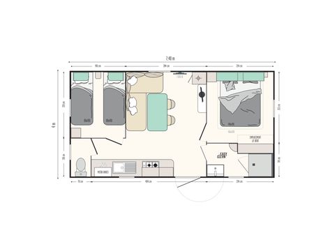 Mobilheim 5 Personen - Komfort Plus - klimatisiert