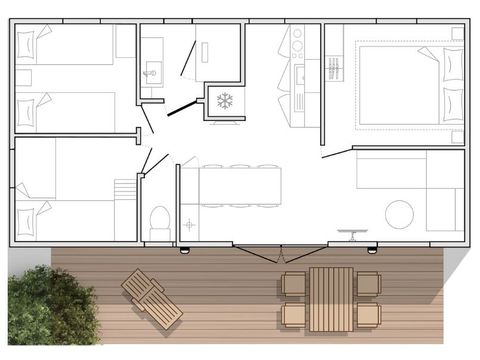 Mobilheim 6 Personen - Mahana 3 Zimmer 33m²