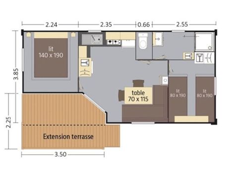 Mobilheim 4 Personen - Ciela Confort Compact - 2 Zimmer