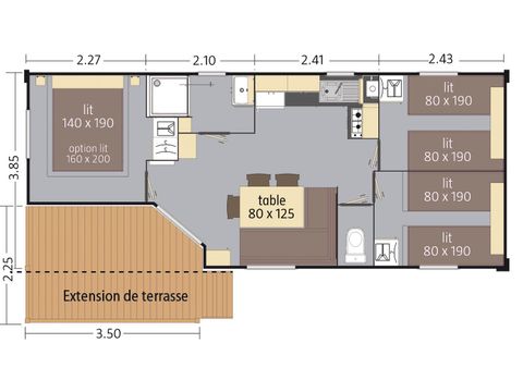Mobilheim 6 Personen - Ciela Confort Compact - 3 Zimmer