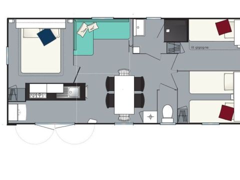 Mobilheim 6 Personen - Freizeit 3 Schlafzimmer - TV