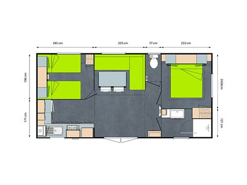 Mobilheim 4 Personen - GRAND CONFORT 2CH