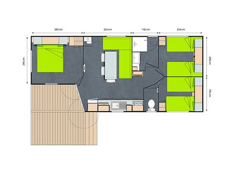 Mobilheim 6 Personen - GRAND CONFORT 3ch