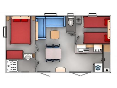 Mobilheim 6 personen - 2 Schlafzimmer - TV + Klima