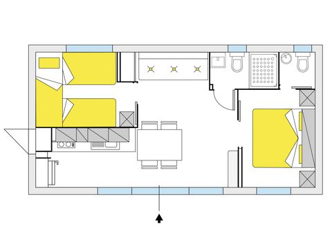 Bungalow 5 Personen - 2 Zimmer
