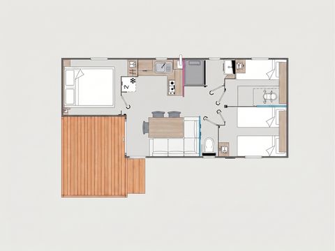 Mobilheim 6 Personen - KOMFORT - 3 Schlafzimmer - Fernseher - KLIMAANLAGE - LV