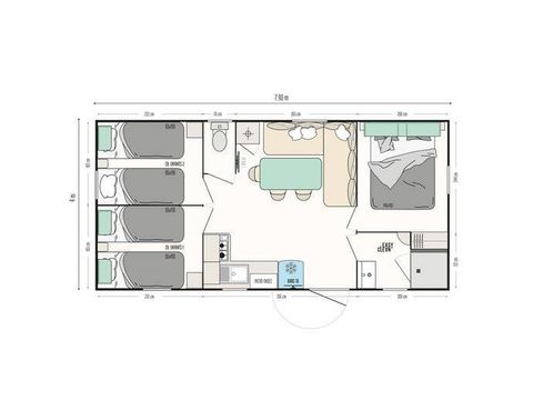 Mobilheim 6 Personen - Mobilheim | Premium | 3 Schlafz. | 6 Pers. | Terrasse Lounge | Clim.