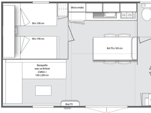 Mobilheim 5 personen - PREMIUM
