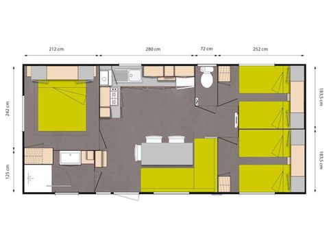 Mobilheim 6 Personen - FORET - 3 Schlafzimmer mit TV