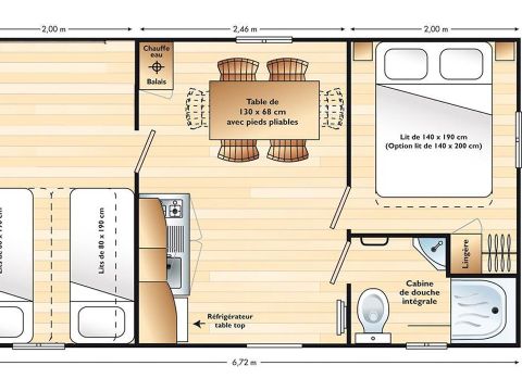 Mobilheim 5 Personen - AZUR - 2 Schlafzimmer mit TV