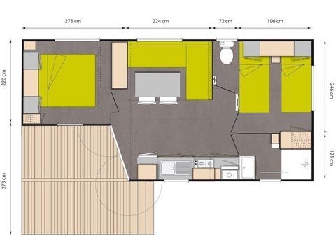 Mobilheim 4 personen - Integriertes Cottage 27.5m²/ Mittwoch bis Mittwoch