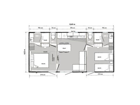 Mobilheim 4 Personen - Cottage Premium 33m² - Klimatisiert 4 pers.
