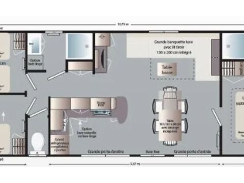 Mobilheim 7 Personen - Family XL 40 m² - klimatisiert 6/7 pers.