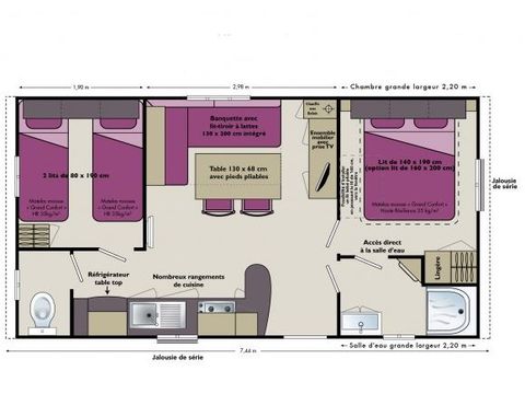 Mobilheim 5 Personen - Cottage 28m² 4/5 pers