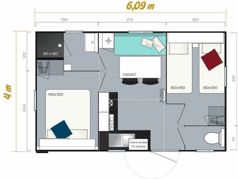 Mobilheim 4 Personen - Venus 22m² 4 pers